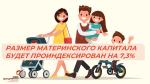 С 1 ФЕВРАЛЯ 2025 ГОДА РАЗМЕР МАТЕРИНСКОГО КАПИТАЛА БУДЕТ ПРОИНДЕКСИРОВАН НА 7,3%📈